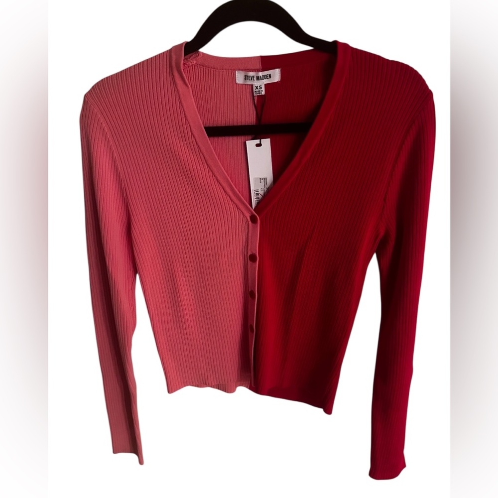 Sam Edelman Cardigan Bright Red & Pink NWT X Small MSRP $70